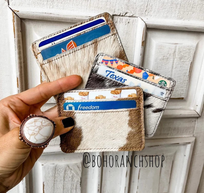 Western Cowhide Credit Card Holder - Money Holder
