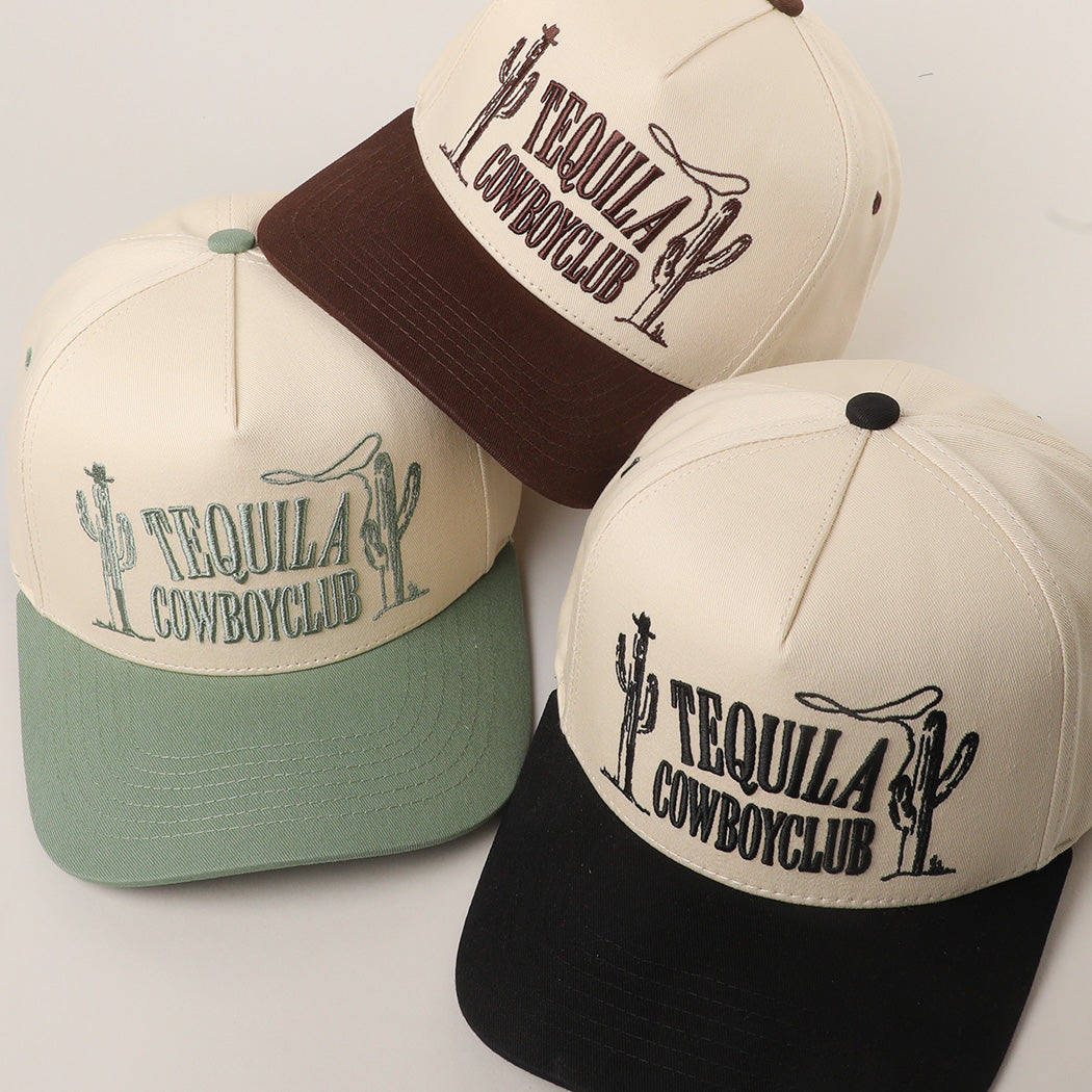 Tequila Cowboy Club 3D Letter Embroidery Two-Tone Hat