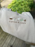 Coffee & Jesus Embroidery Tee | Sweatshirt