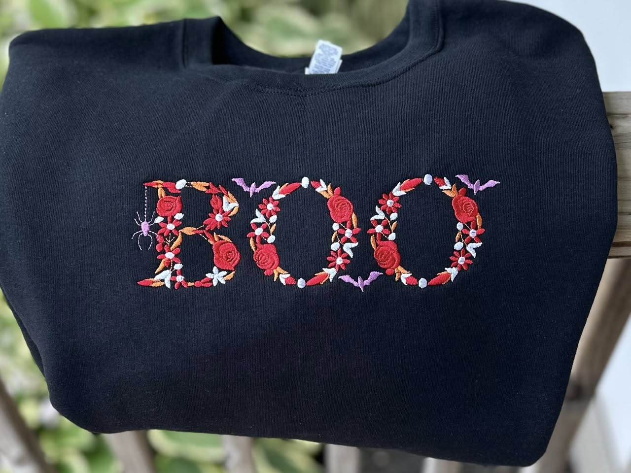 Floral Boo Embroidery Tee | Sweatshirt