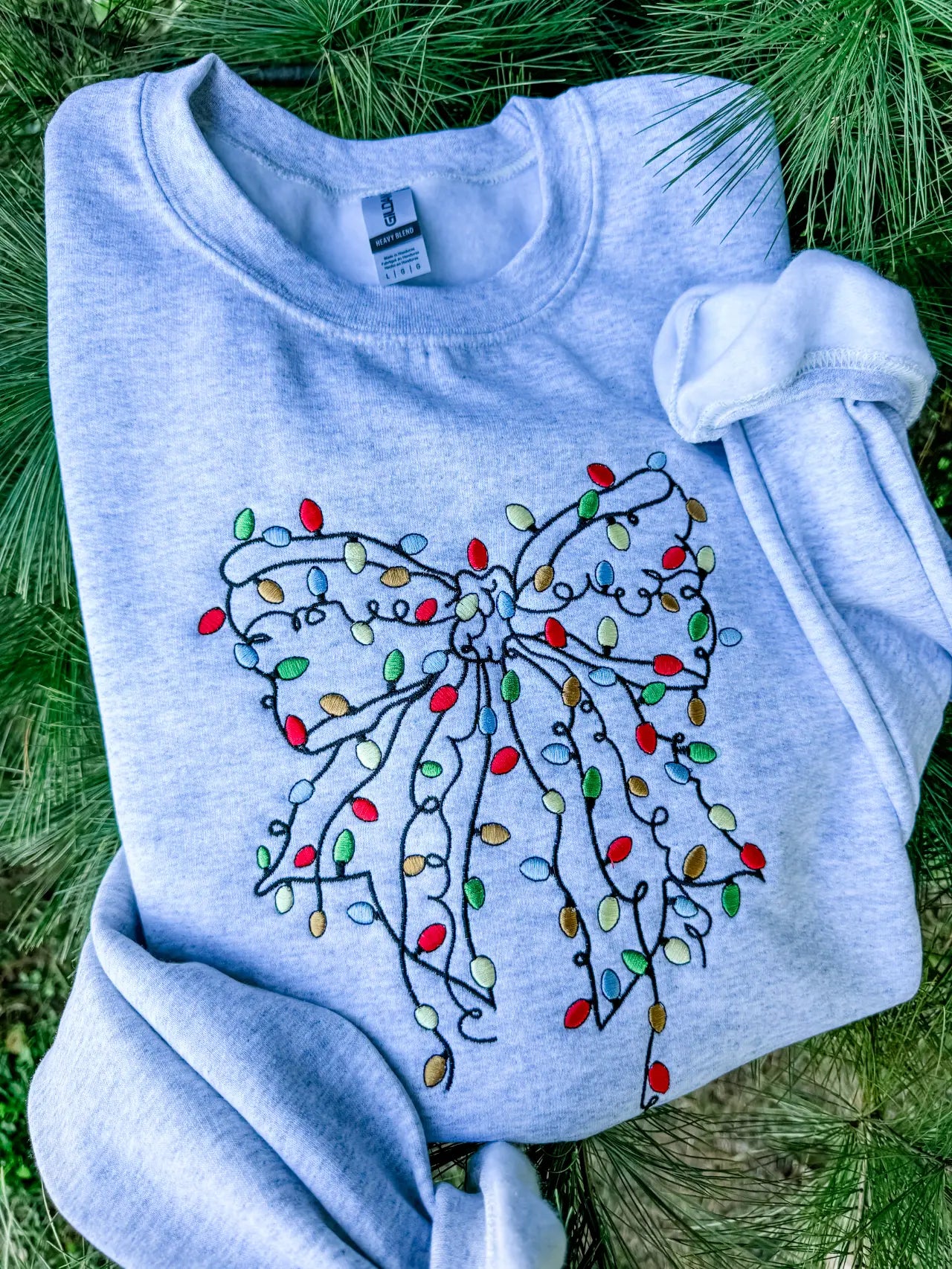 Christmas Bow Embroidered Sweatshirt