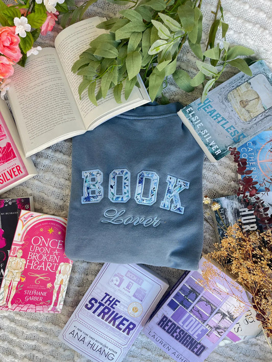 Book Lover Embroidery Sweatshirt