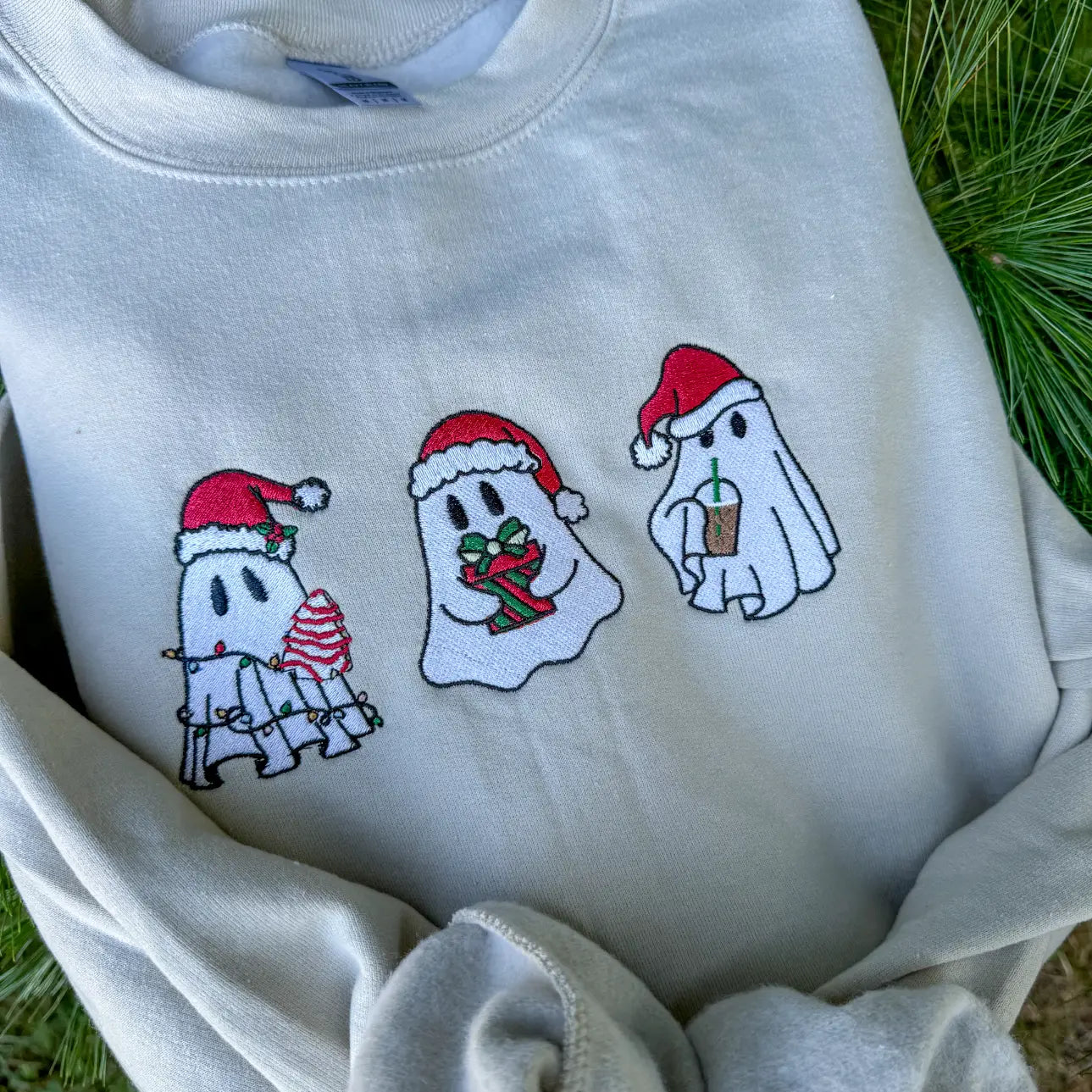 Embroidered Christmas Ghosts Crewneck