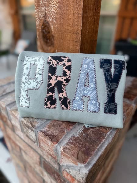 Pray Embroidery Sweatshirt
