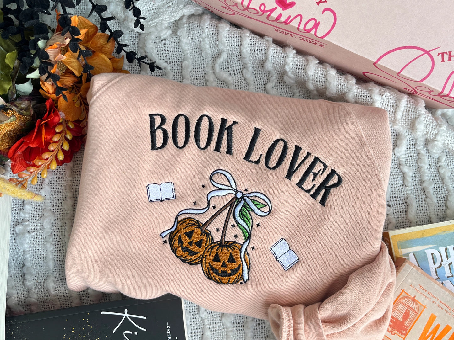 Book Lover Halloween Embroidery  Sweatshirt