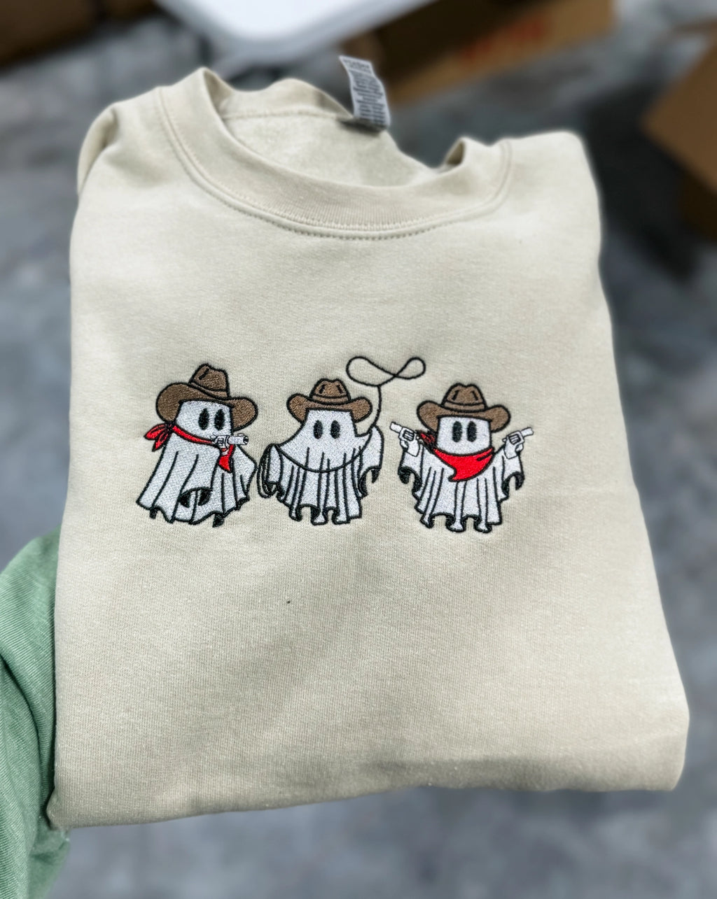 Ghost Cowboy Embroidered Crew